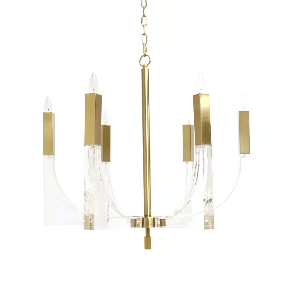 Omeara Lucite & Gold Chandelier