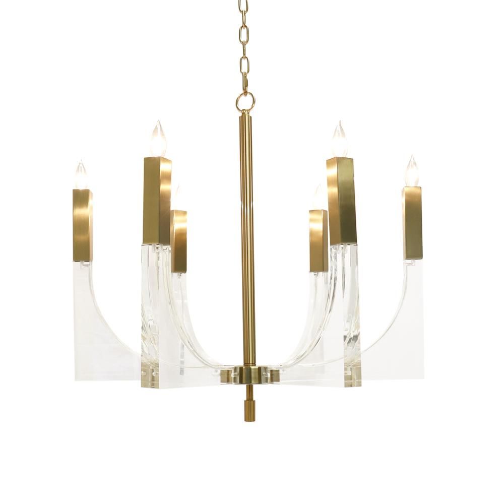 Omeara Lucite & Gold Chandelier