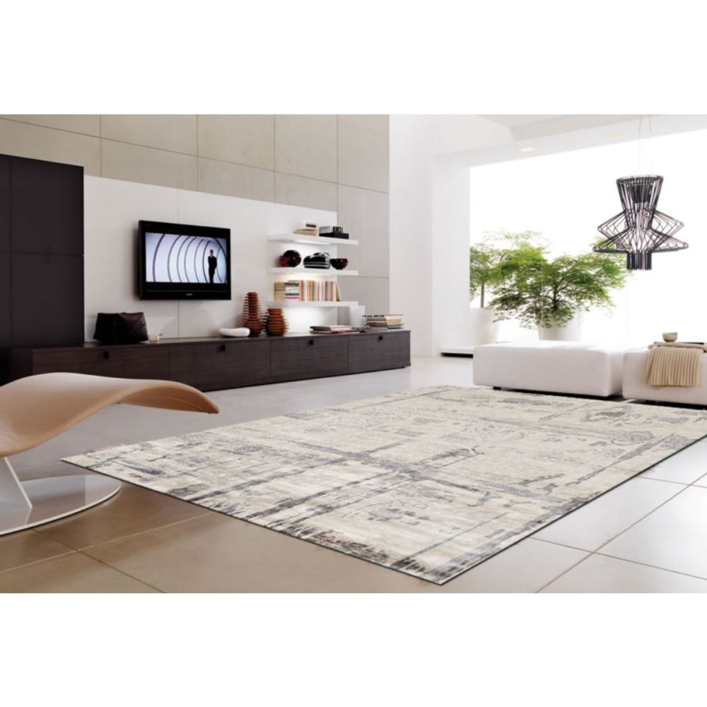 Modern Ivory Area Rug, 6' 1