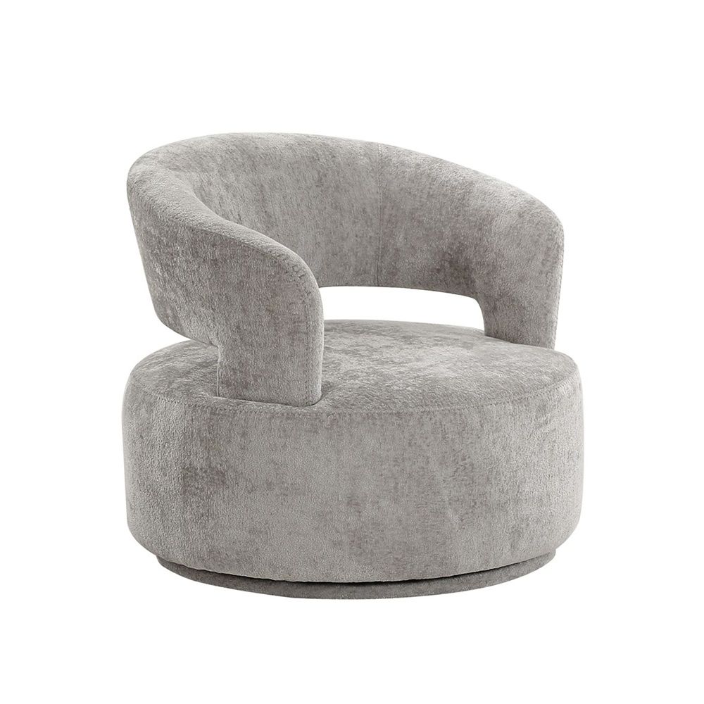 Piagia Swivel Base Barrel Chair, Silver