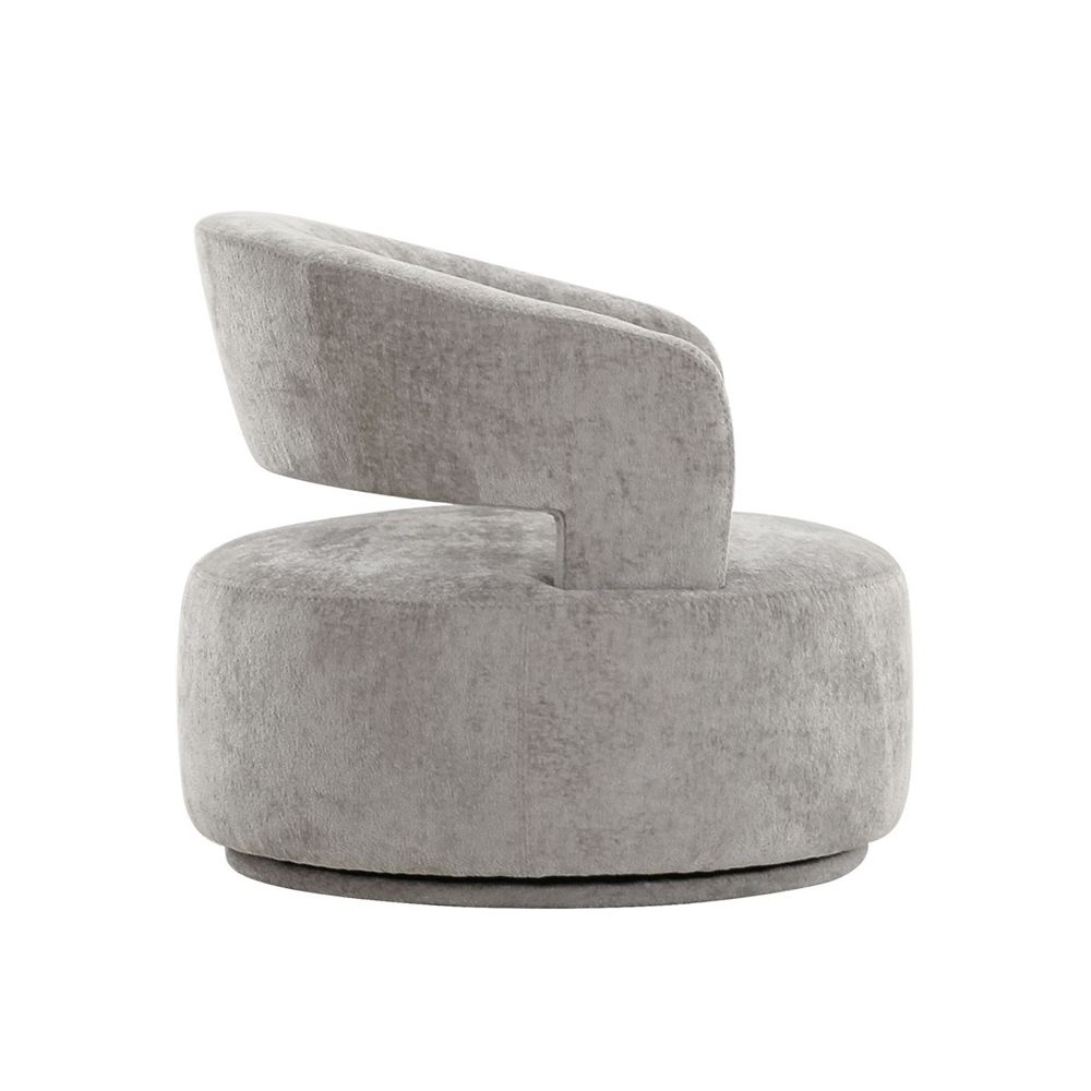 Piagia Swivel Base Barrel Chair, Silver