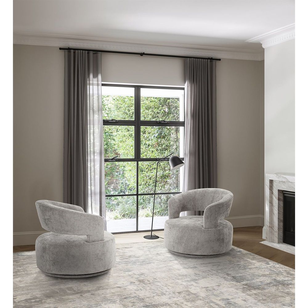 Piagia Swivel Base Barrel Chair, Silver