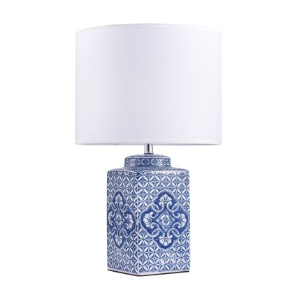 Margaret Ceramic Blue & Ivory Table Lamp